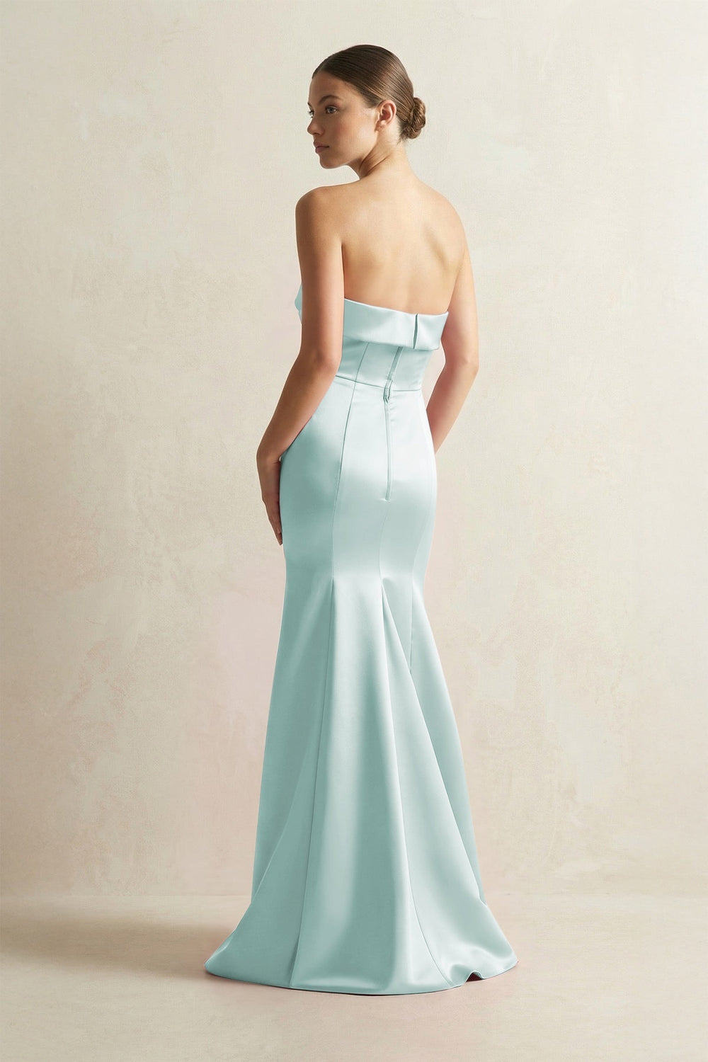 Strapless Satin Mermaid Bridesmaid Dress in Mist