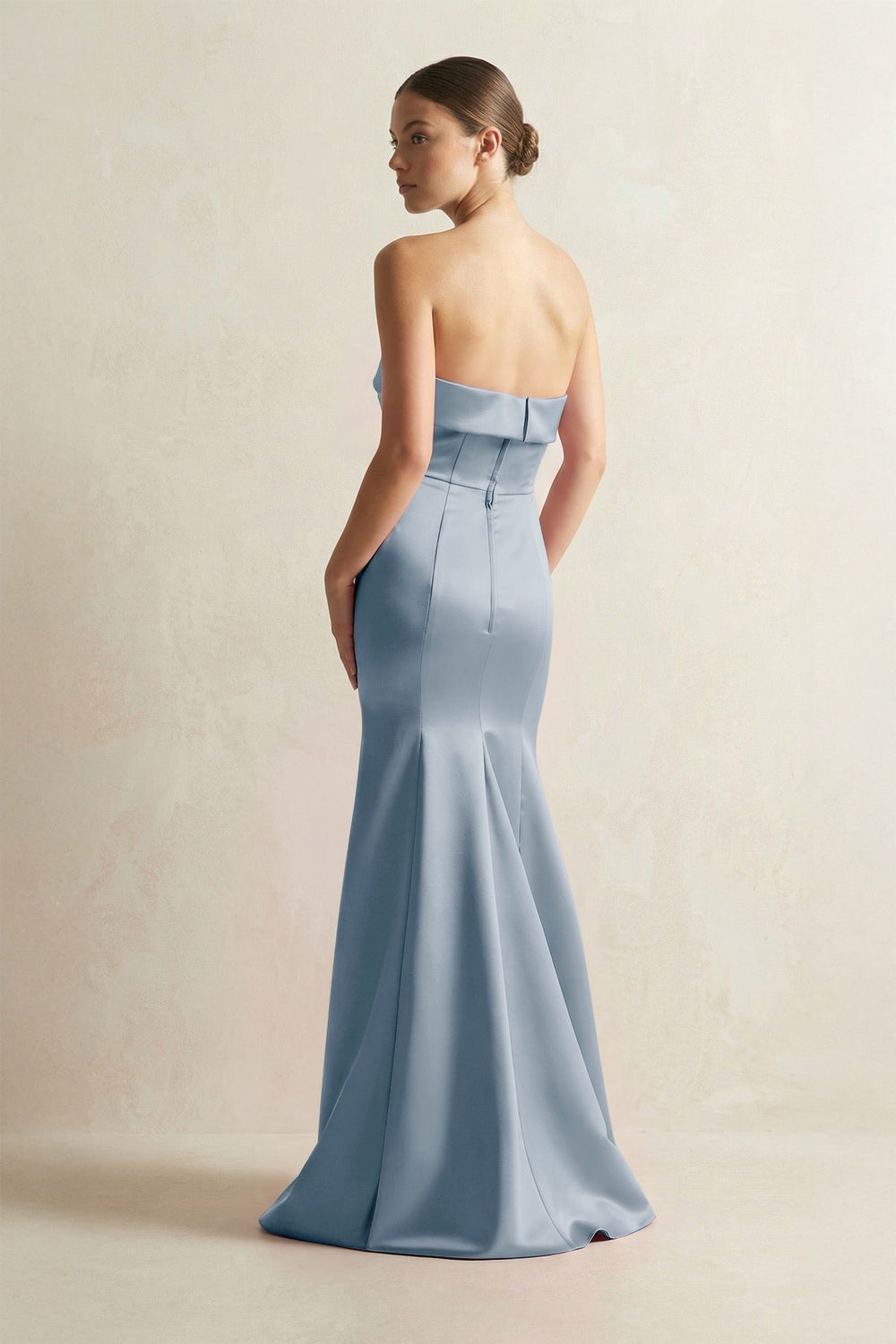 Strapless Satin Mermaid Bridesmaid Dress in Neptune