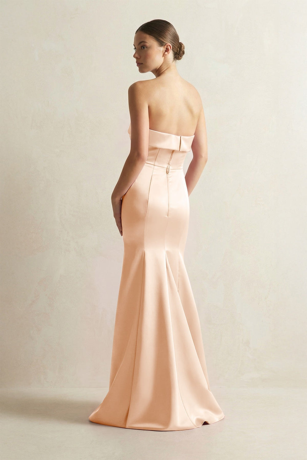 Strapless Satin Mermaid Bridesmaid Dress in Pale Blush