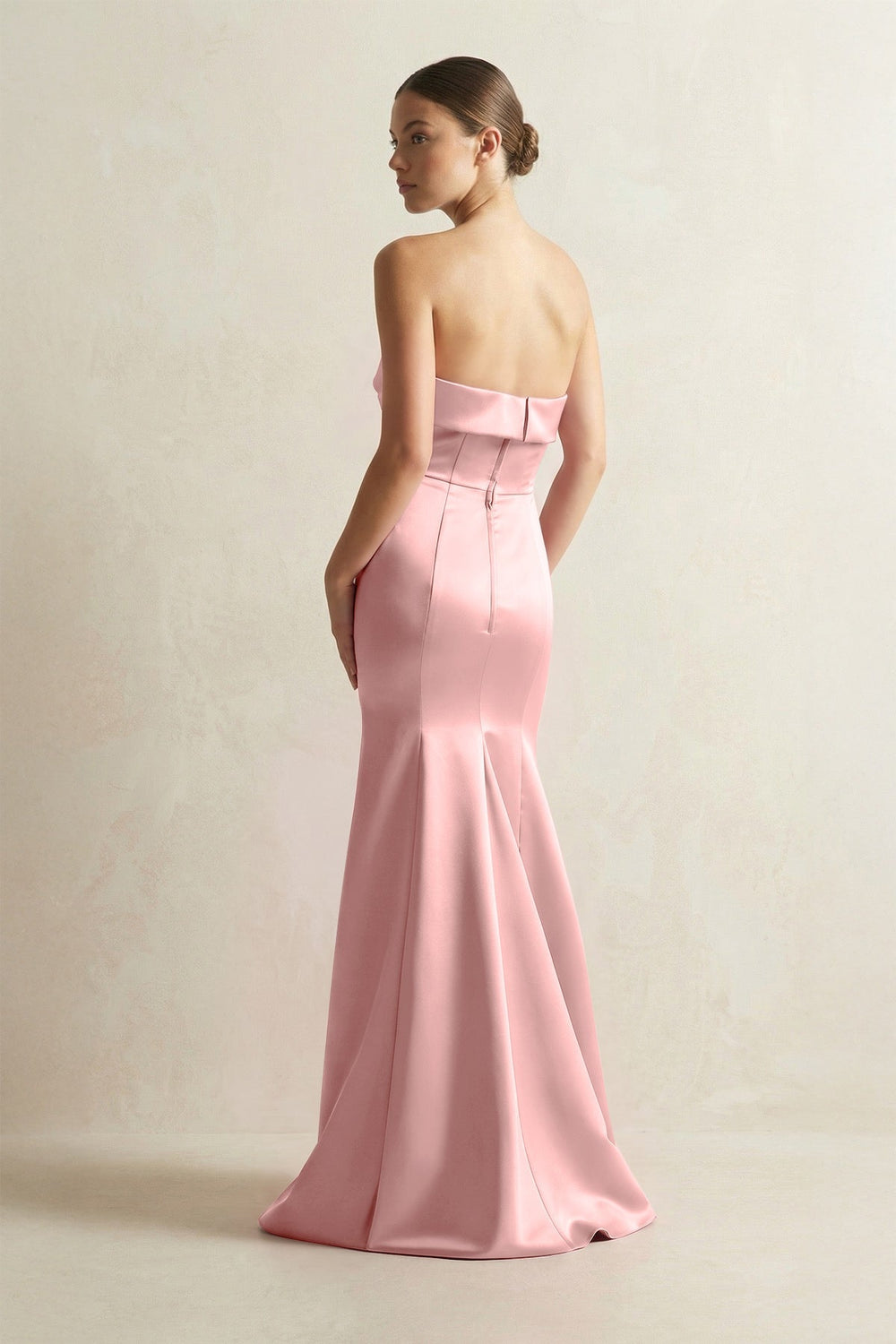 Strapless Satin Mermaid Bridesmaid Dress in Rosette