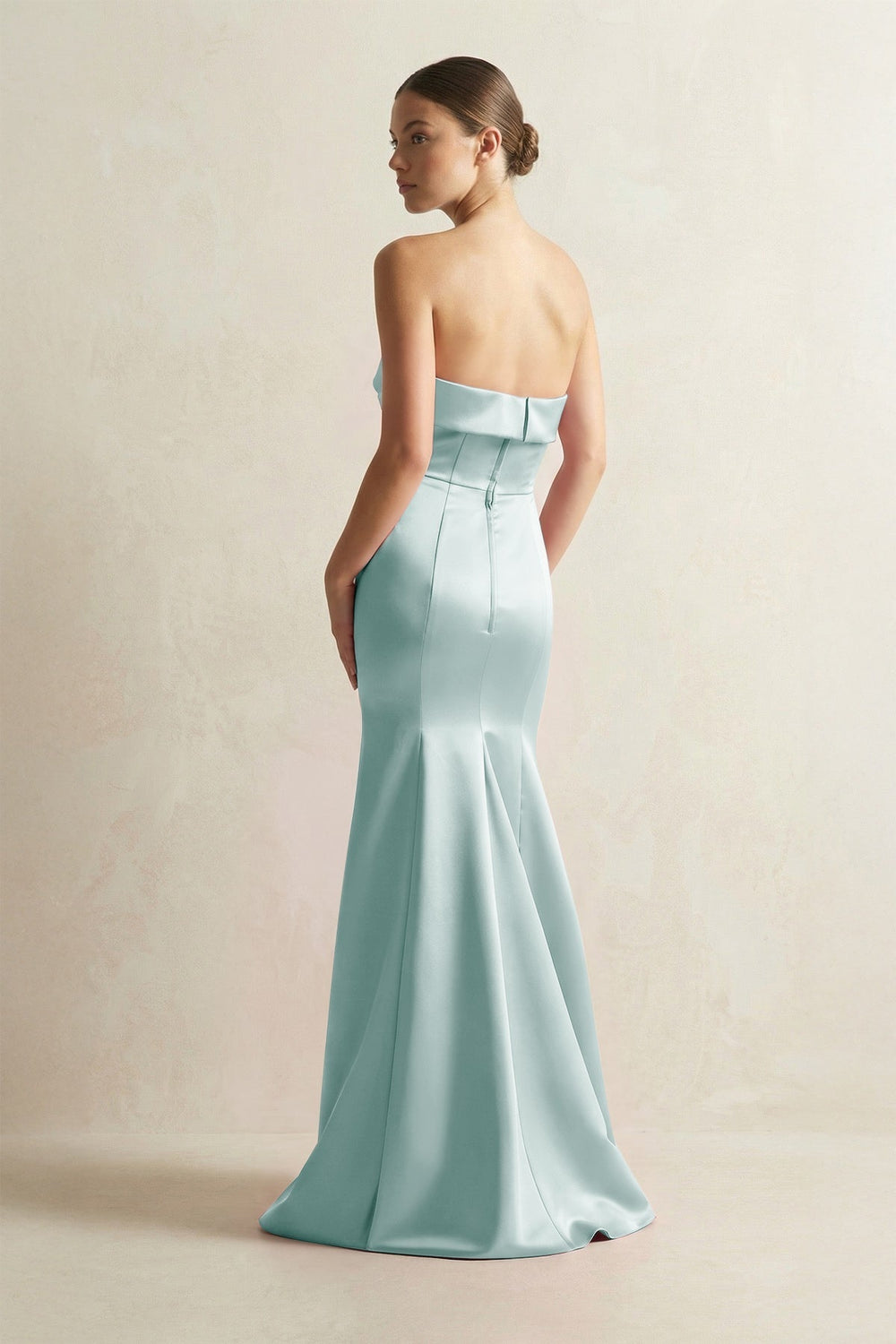 Strapless Satin Mermaid Bridesmaid Dress in Sage