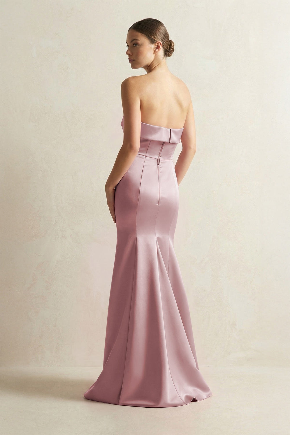 Strapless Satin Mermaid Bridesmaid Dress in Toffee