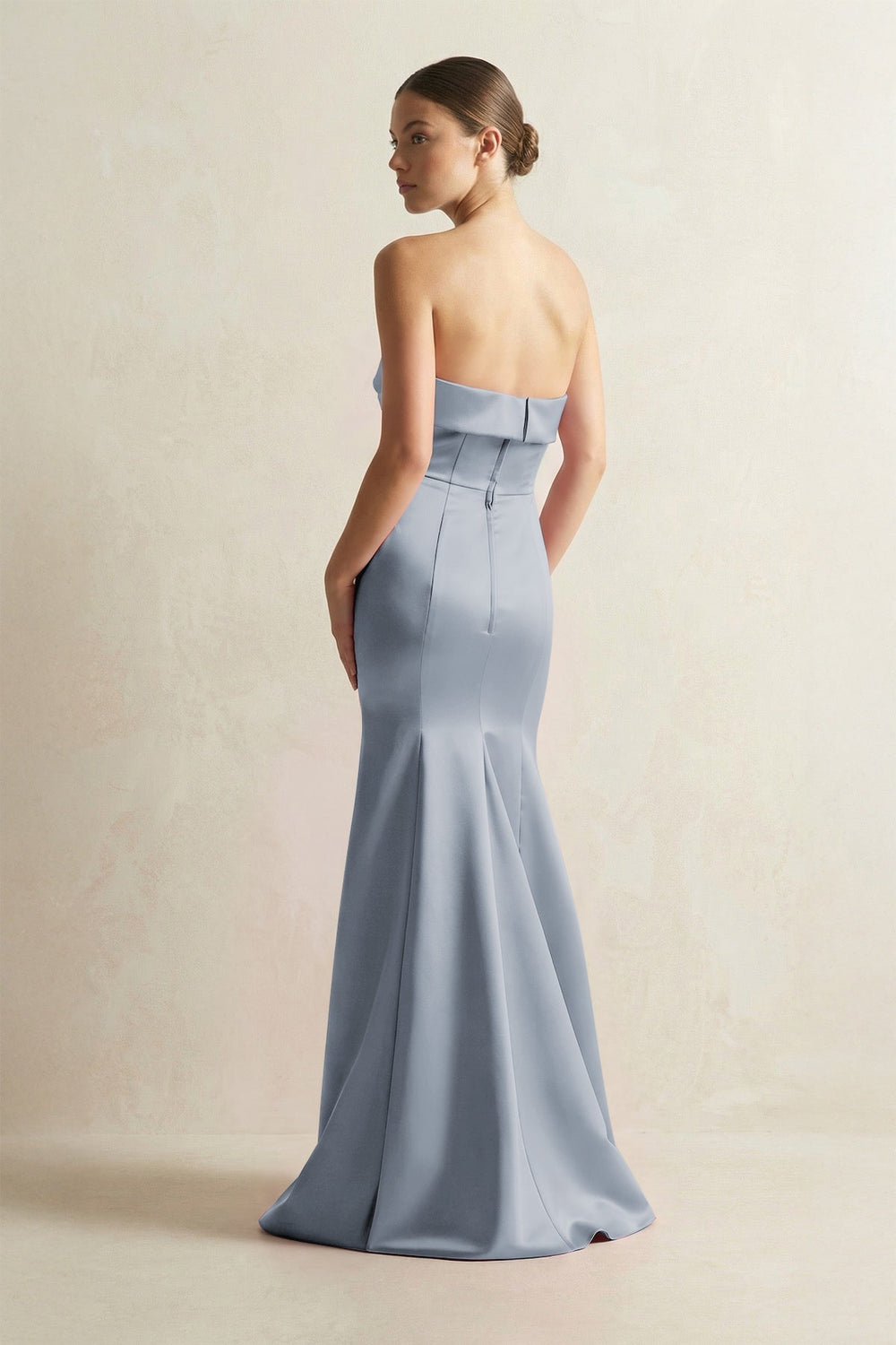 Strapless Satin Mermaid Bridesmaid Dress in Twilight