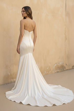 Strapless Satin Mermaid Corset Wedding Dress in Ivory - KISS BRIDAL Wedding Dresses
