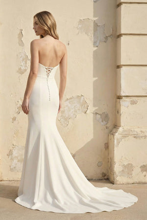 Strapless Satin Pleated Mermaid Wedding Dress - KISS BRIDAL Wedding Dresses
