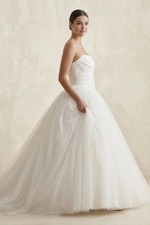 Strapless Tulle Ball Gown Ruched Wedding Dress in Ivory - KISS BRIDAL Wedding Dresses