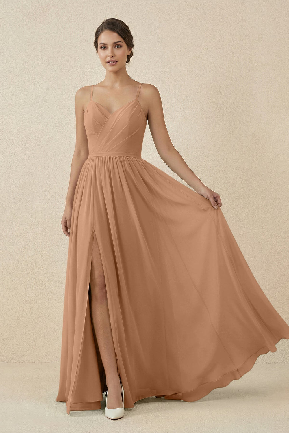 Sweetheart A-Line Chiffon Bridesmaid Dress in Bronzer