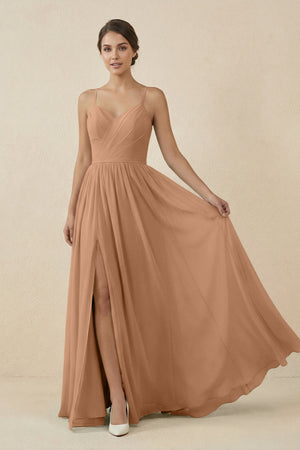 Sweetheart A - Line Chiffon Bridesmaid Dress in Bronzer - KISS BRIDAL Bridesmaid Dresses