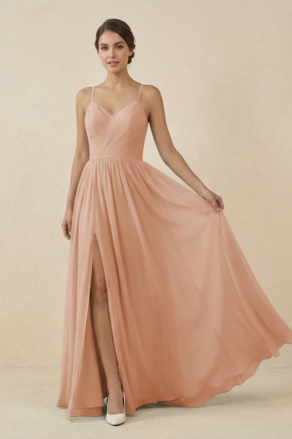 Sweetheart A-Line Chiffon Bridesmaid Dress in Champagne Rose