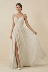 Sweetheart A - Line Chiffon Bridesmaid Dress in Dove Gray - KISS BRIDAL Bridesmaid Dresses