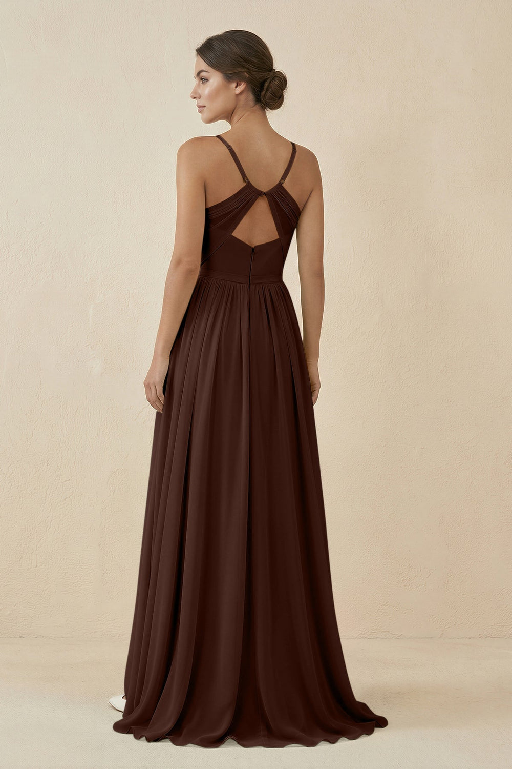 Sweetheart A-Line Chiffon Bridesmaid Dress in Espresso