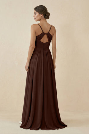 Sweetheart A - Line Chiffon Bridesmaid Dress in Espresso - KISS BRIDAL Bridesmaid Dresses