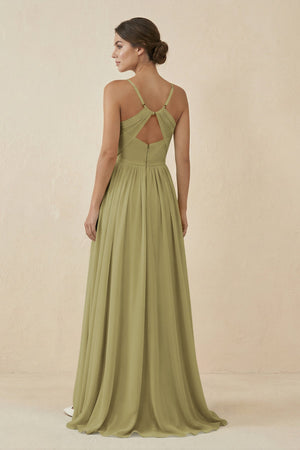 Sweetheart A-Line Chiffon Bridesmaid Dress in Moss Green (2) | KISSBRIDAL