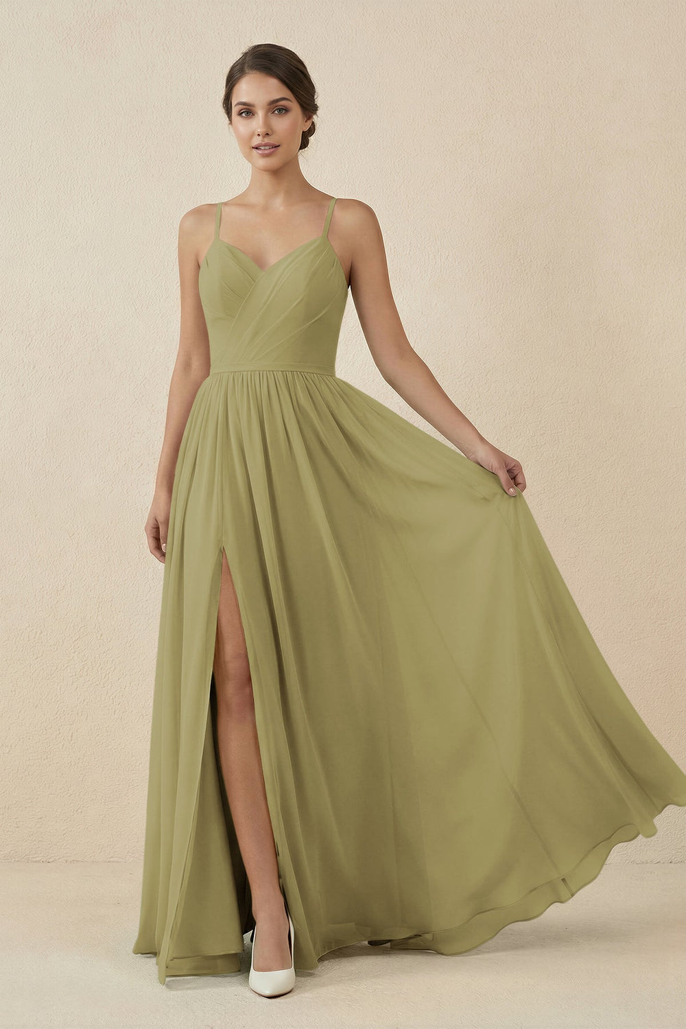 Sweetheart A-Line Chiffon Bridesmaid Dress in Moss Green
