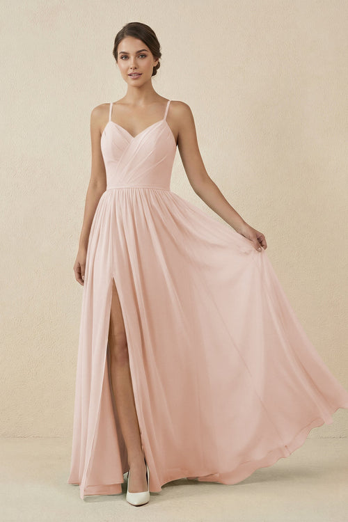 Sweetheart A - Line Chiffon Bridesmaid Dress in Pale Blush - KISS BRIDAL Bridesmaid Dresses