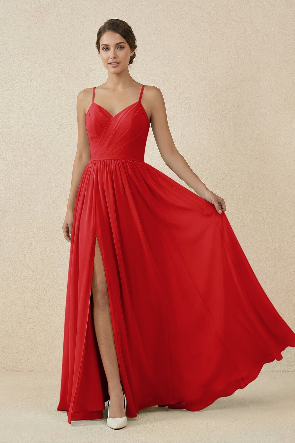 Sweetheart A-Line Chiffon Bridesmaid Dress in Ruby Red