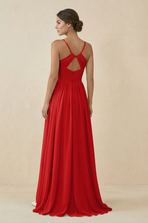 Sweetheart A - Line Chiffon Bridesmaid Dress in Ruby Red - KISS BRIDAL Bridesmaid Dresses