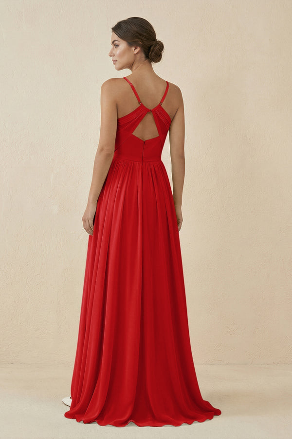 Sweetheart A - Line Chiffon Bridesmaid Dress in Ruby Red - KISS BRIDAL Bridesmaid Dresses