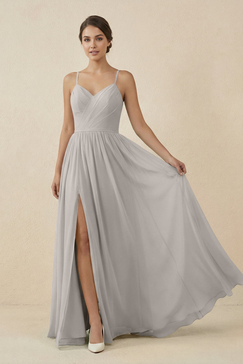 Sweetheart A-Line Chiffon Bridesmaid Dress in Silver