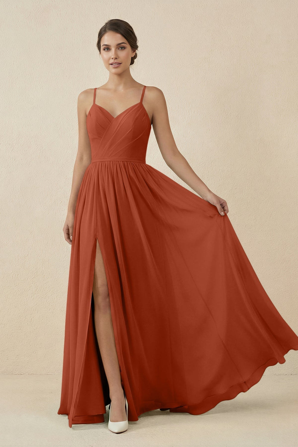 Sweetheart A-Line Chiffon Bridesmaid Dress in Spice