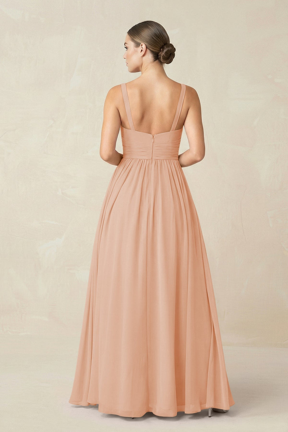 Sweetheart A-Line Chiffon Bridesmaid Dress with Slit in Champagne Rose