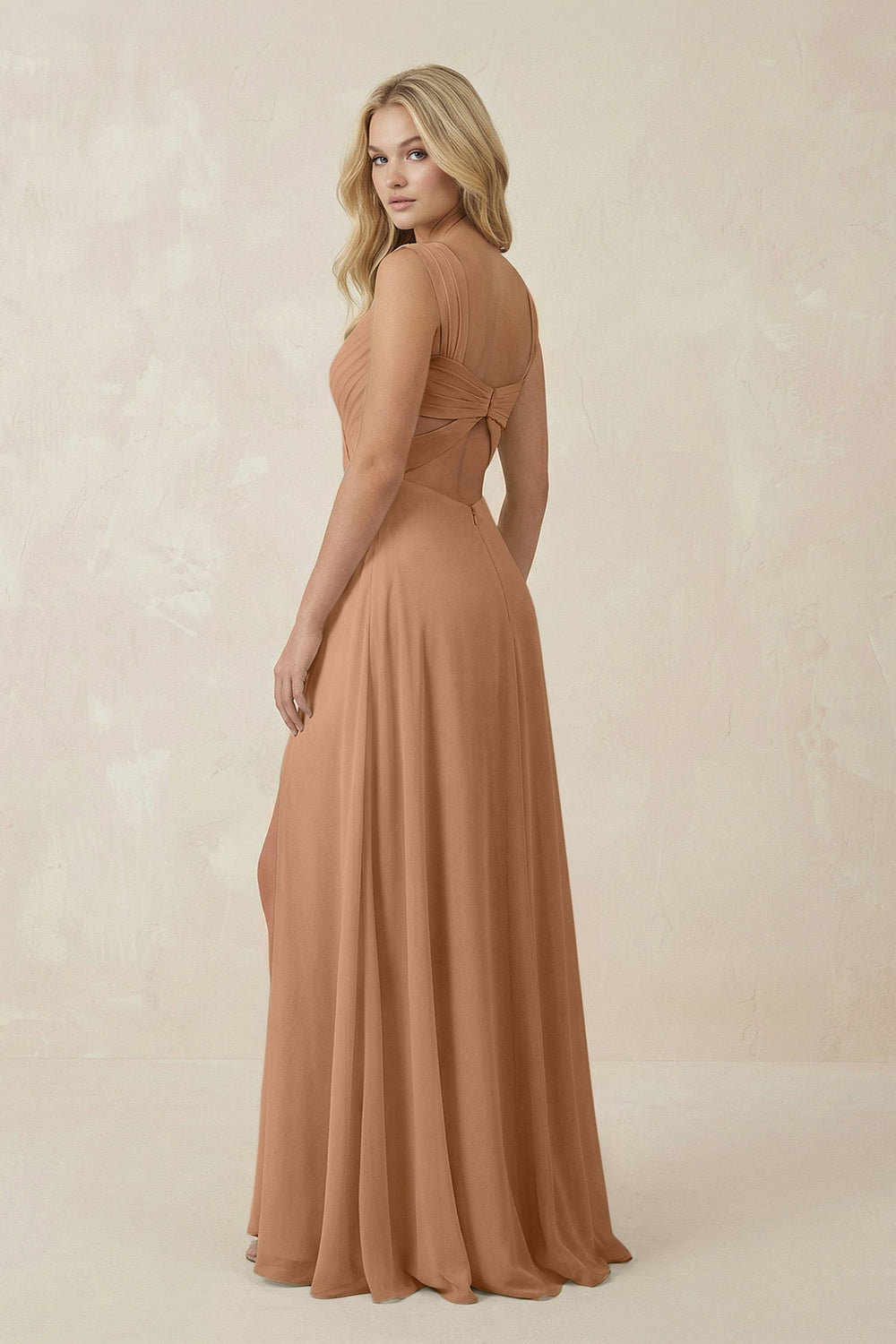 Sweetheart A-Line Chiffon Long Bridesmaid Dress in Bronzer