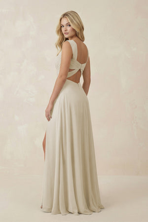 Sweetheart A - Line Chiffon Long Bridesmaid Dress in Dove Gray - KISS BRIDAL Bridesmaid Dresses