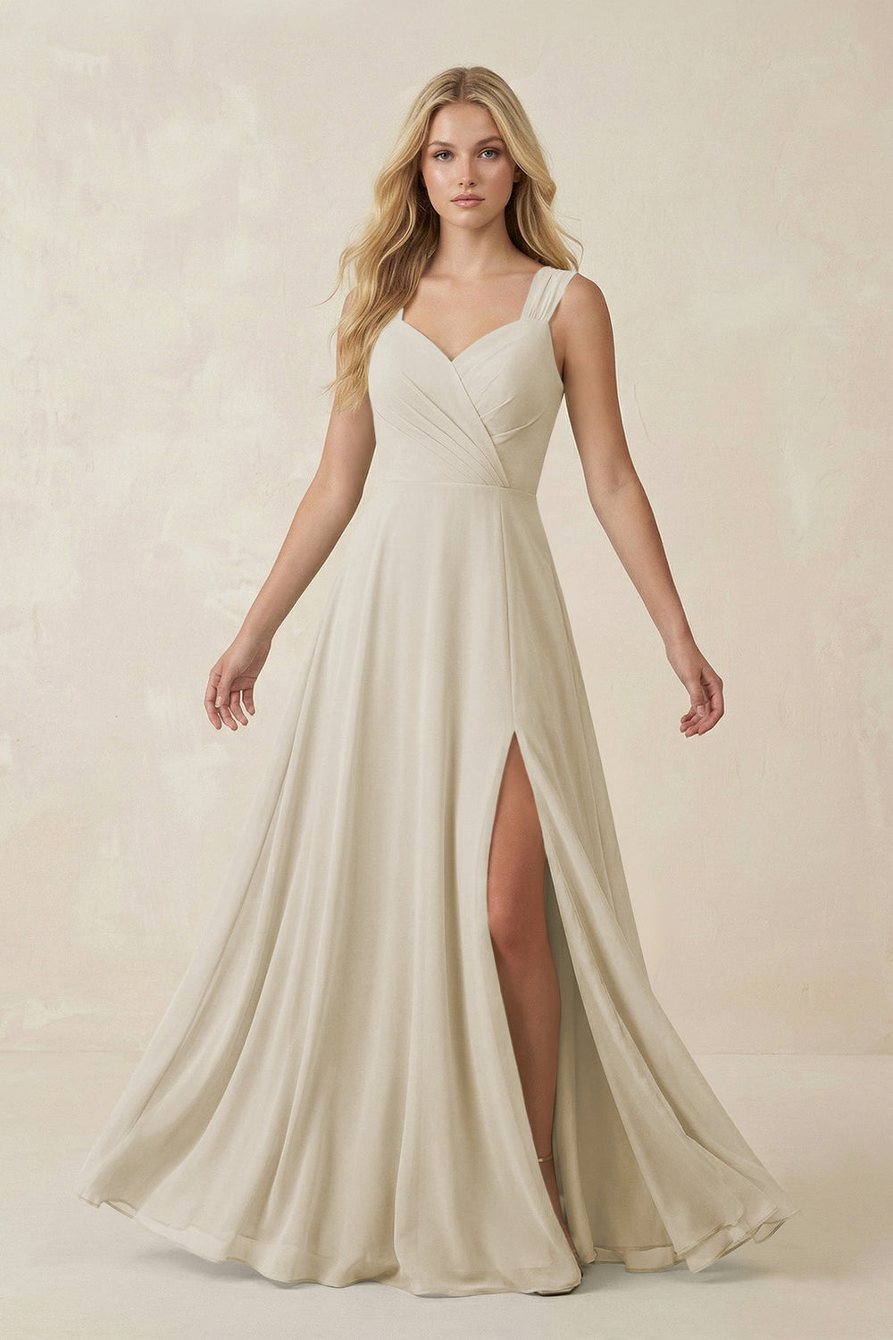 Sweetheart A-Line Chiffon Long Bridesmaid Dress in Dove Gray