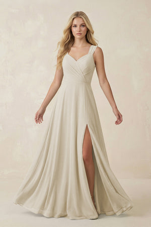 Sweetheart A - Line Chiffon Long Bridesmaid Dress in Dove Gray - KISS BRIDAL Bridesmaid Dresses