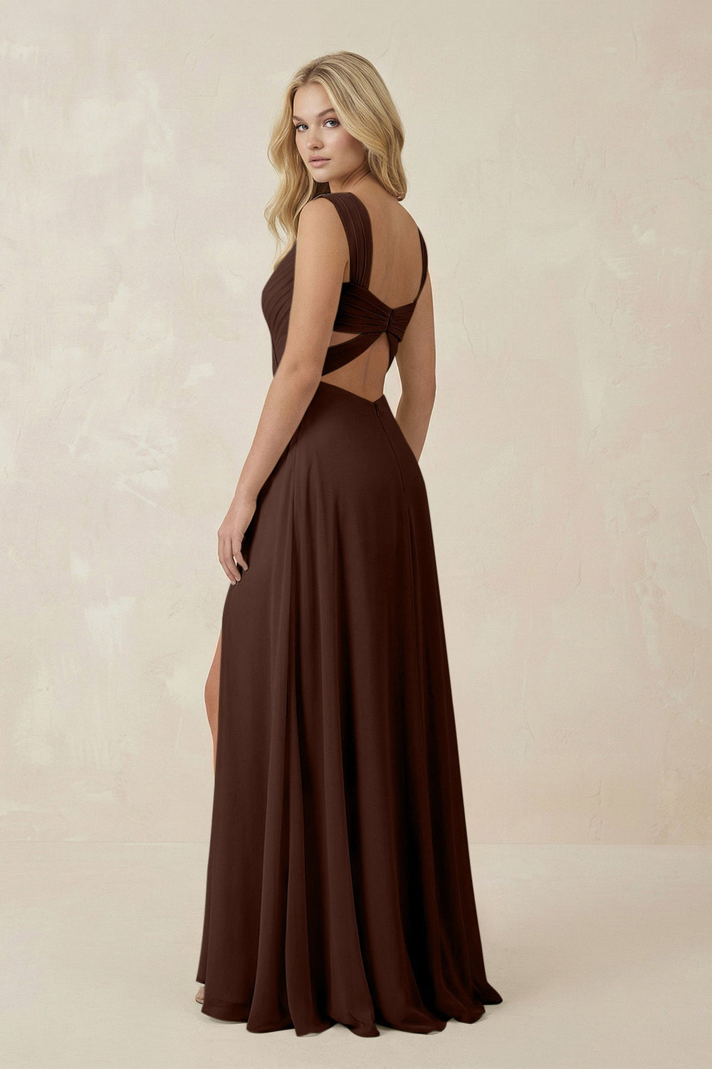 Sweetheart A-Line Chiffon Long Bridesmaid Dress in Espresso