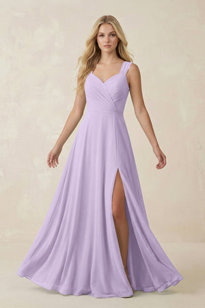 Sweetheart A - Line Chiffon Long Bridesmaid Dress in Lavender - KISS BRIDAL Bridesmaid Dresses