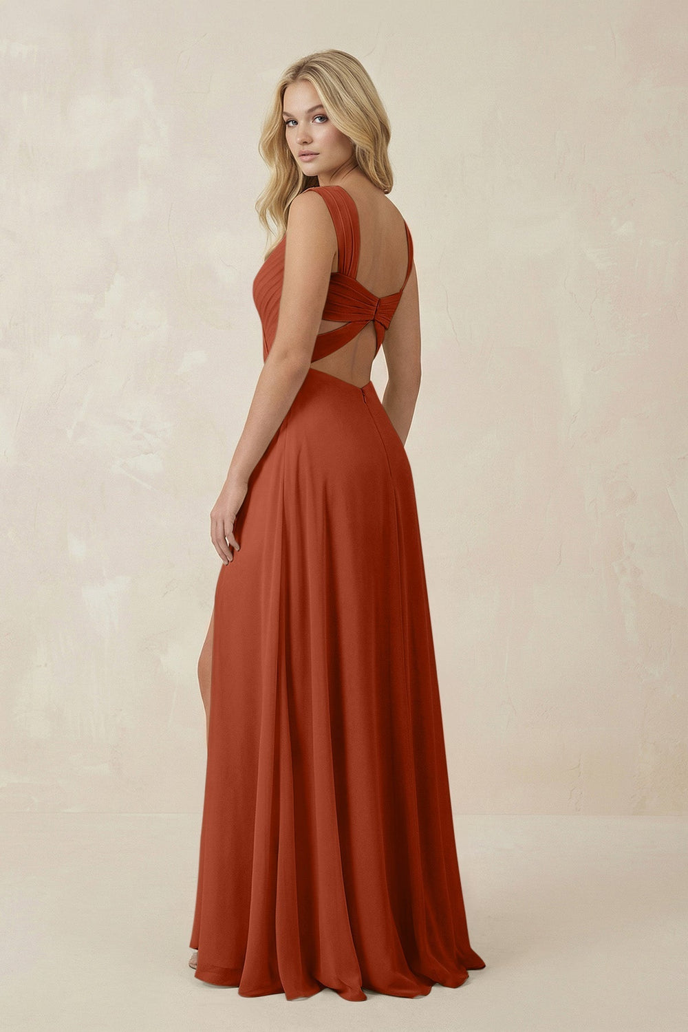 Sweetheart A-Line Chiffon Long Bridesmaid Dress in Spice