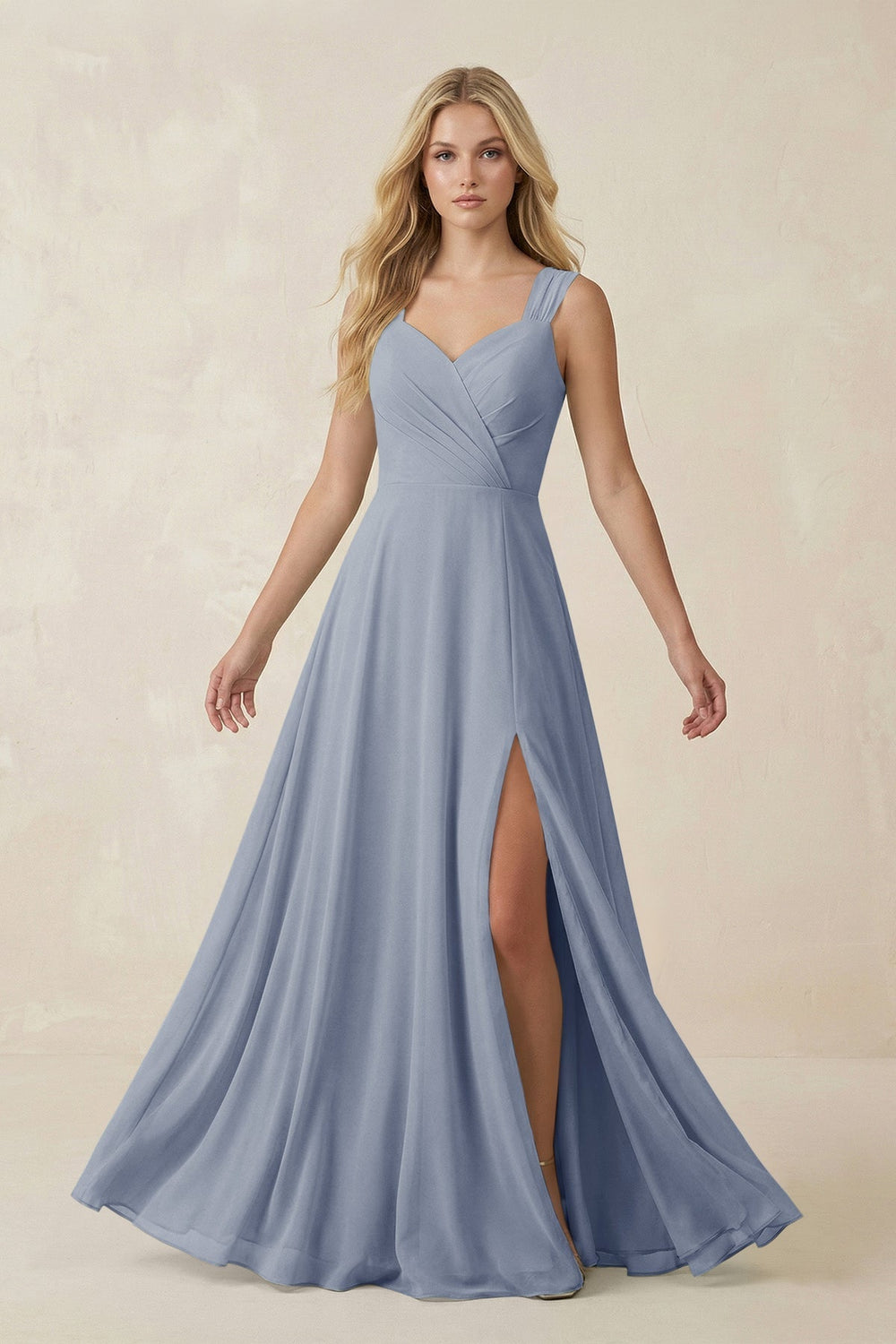 Sweetheart A-Line Chiffon Long Bridesmaid Dress in Twilight