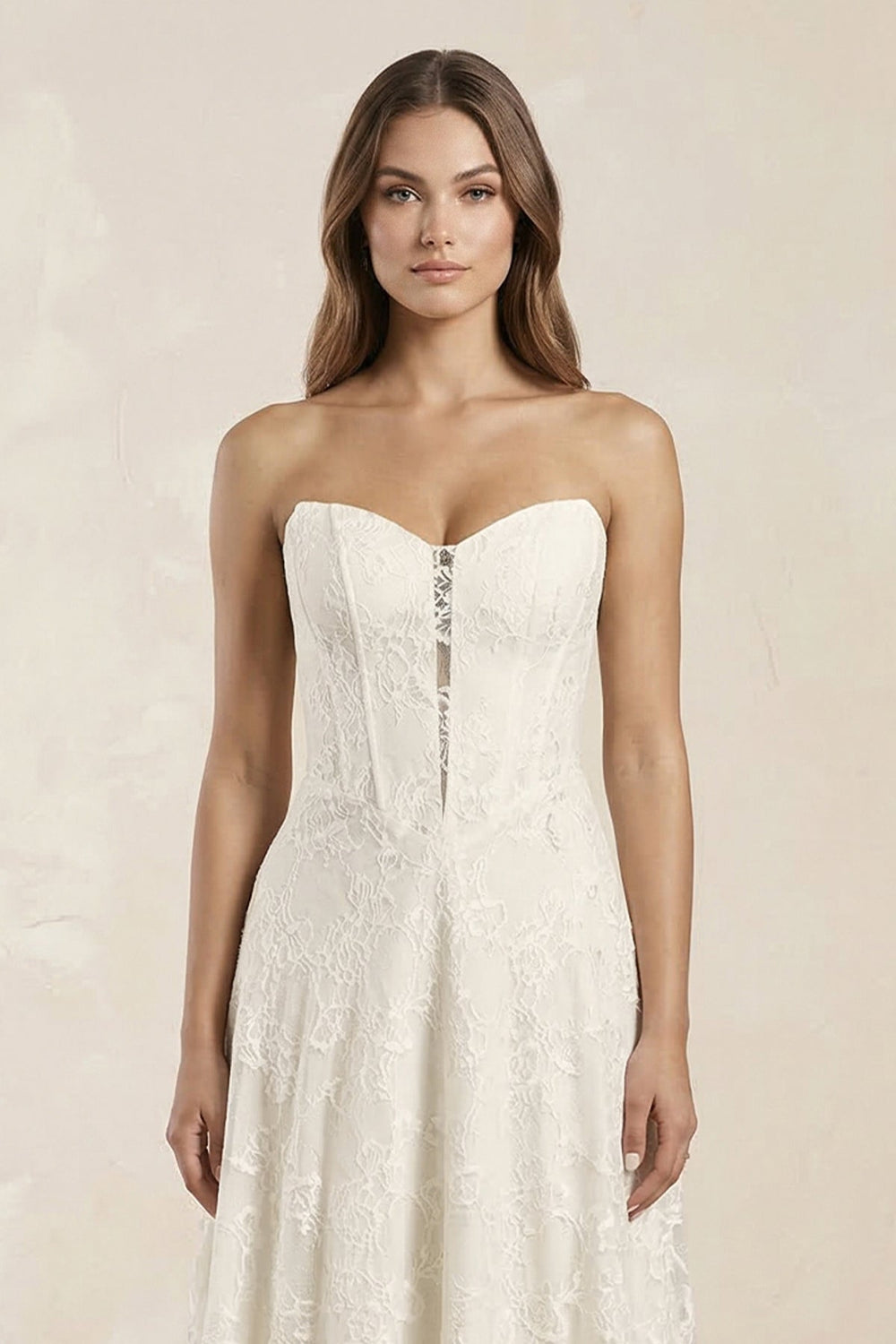 Sweetheart A-Line Corset Lace Wedding Dress in Ivory