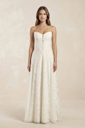 Sweetheart A - Line Corset Lace Wedding Dress in Ivory - KISS BRIDAL Wedding Dresses