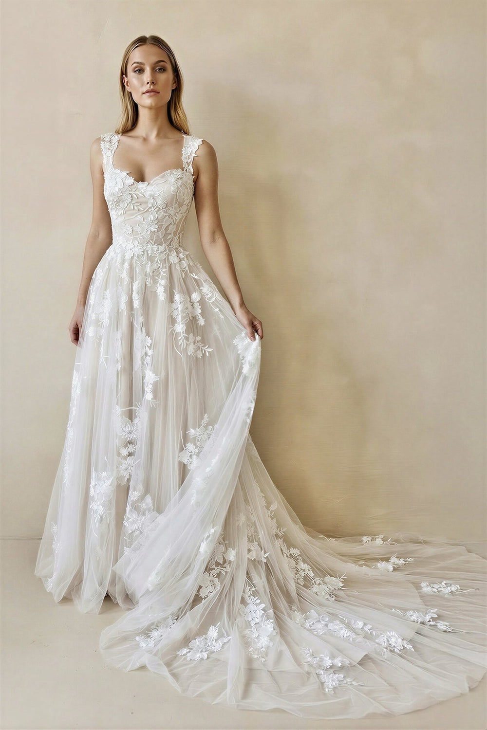 Sweetheart A Line Lace Wedding Dress