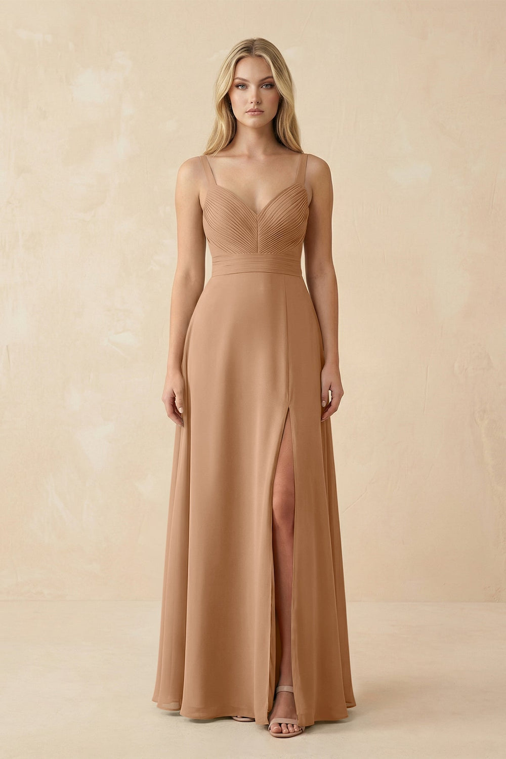 Sweetheart A-Line Pleated Chiffon Bridesmaid Dress in Bronzer