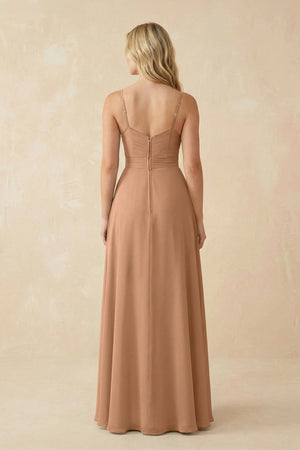 Sweetheart A - Line Pleated Chiffon Bridesmaid Dress in Bronzer - KISS BRIDAL Bridesmaid Dresses