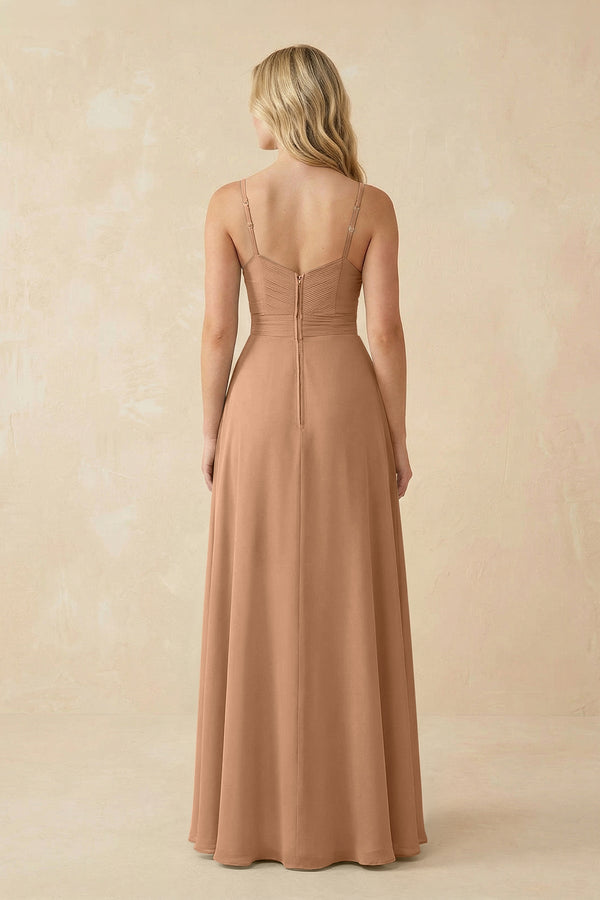 Sweetheart A - Line Pleated Chiffon Bridesmaid Dress in Bronzer - KISS BRIDAL Bridesmaid Dresses