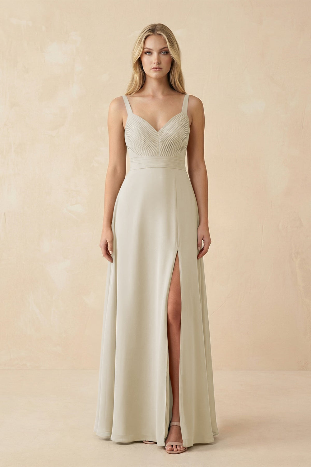 Sweetheart A-Line Pleated Chiffon Bridesmaid Dress in Dove Gray
