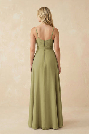 Sweetheart A-Line Pleated Chiffon Bridesmaid Dress in Moss Green (2) | KISSBRIDAL