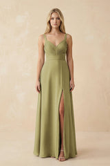 Sweetheart A-Line Pleated Chiffon Bridesmaid Dress in Moss Green | KISSBRIDAL