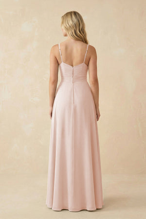 Sweetheart A - Line Pleated Chiffon Bridesmaid Dress in Pale Blush - KISS BRIDAL Bridesmaid Dresses