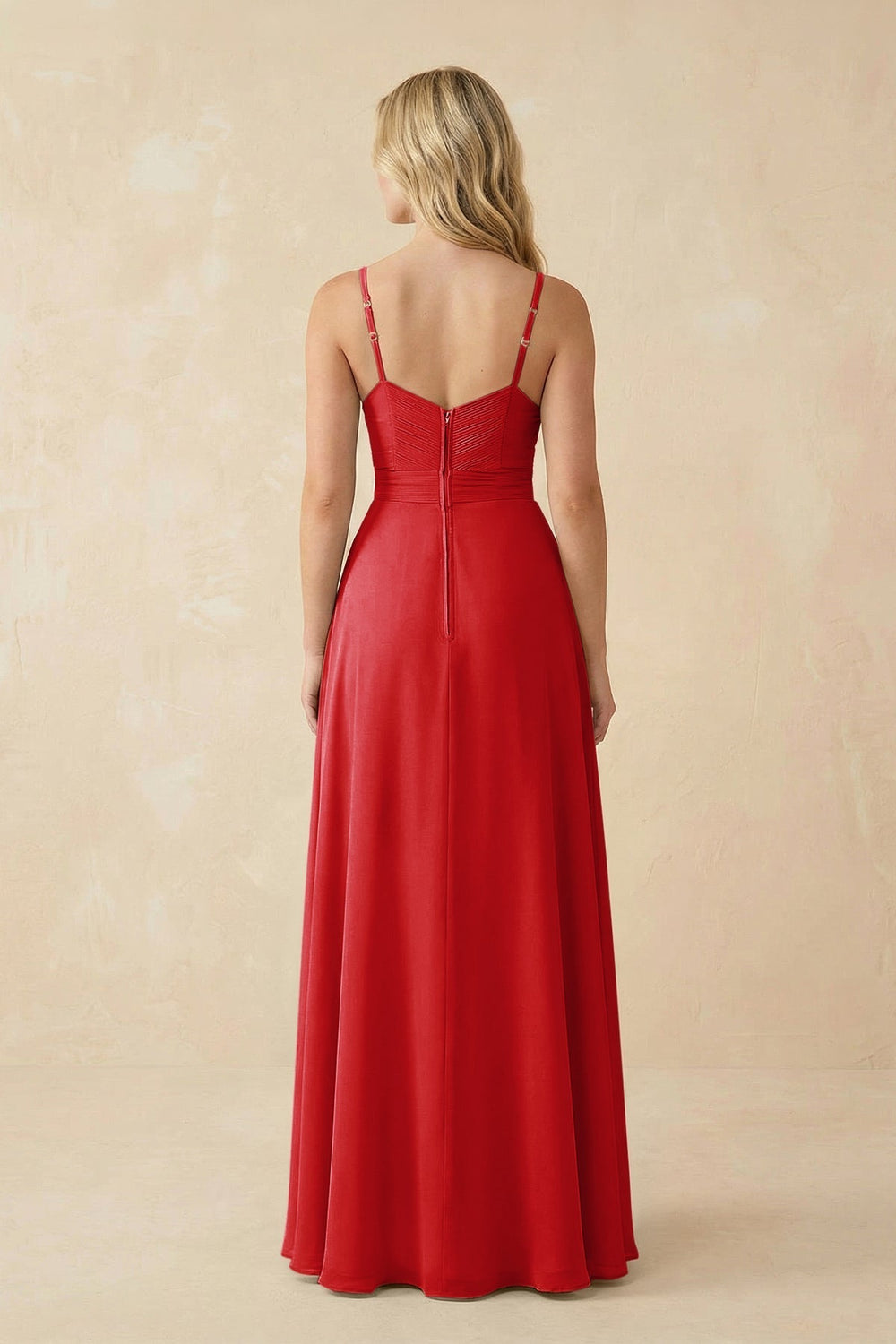 Sweetheart A-Line Pleated Chiffon Bridesmaid Dress in Ruby Red