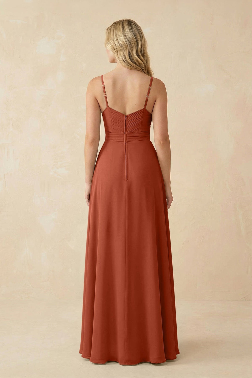 Sweetheart A-Line Pleated Chiffon Bridesmaid Dress in Spice