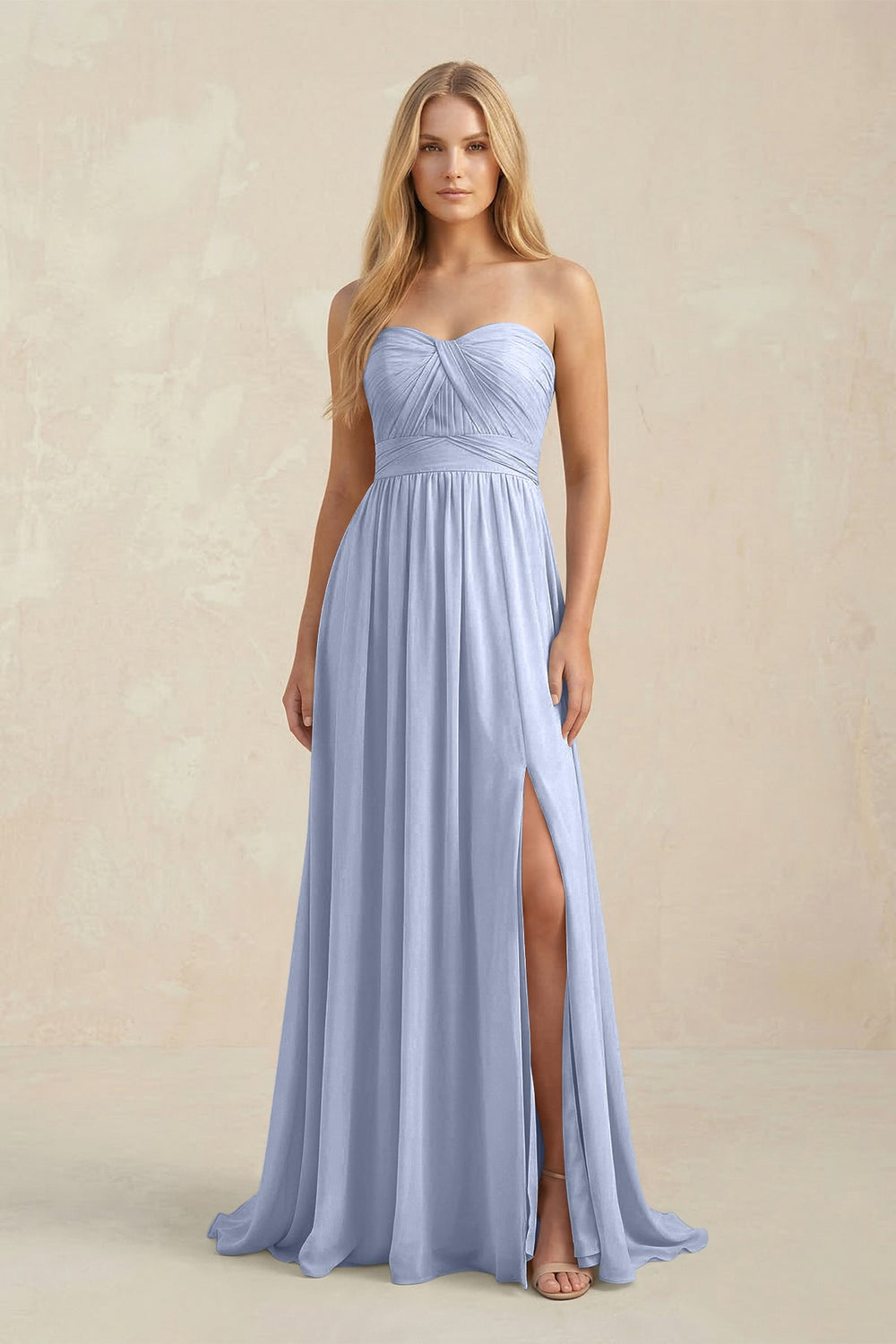 Sweetheart A-Line Pleated Chiffon Bridesmaid Dress With Slit in Ice