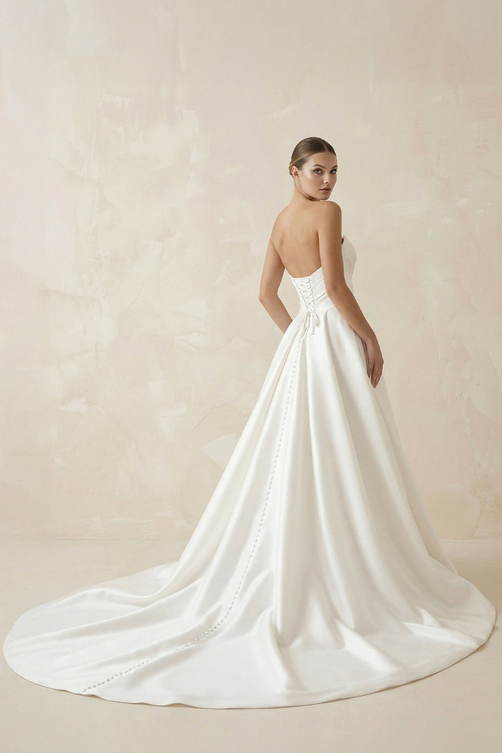 Sweetheart A-Line Ruched Satin Wedding Dress in White