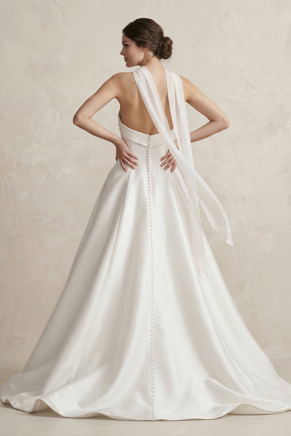 Sweetheart A - Line Satin Ball Gown Wedding Dress in White - KISS BRIDAL Wedding Dresses