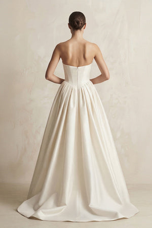 Sweetheart A - Line Satin Corset Wedding Dress in Ivory - KISS BRIDAL Wedding Dresses