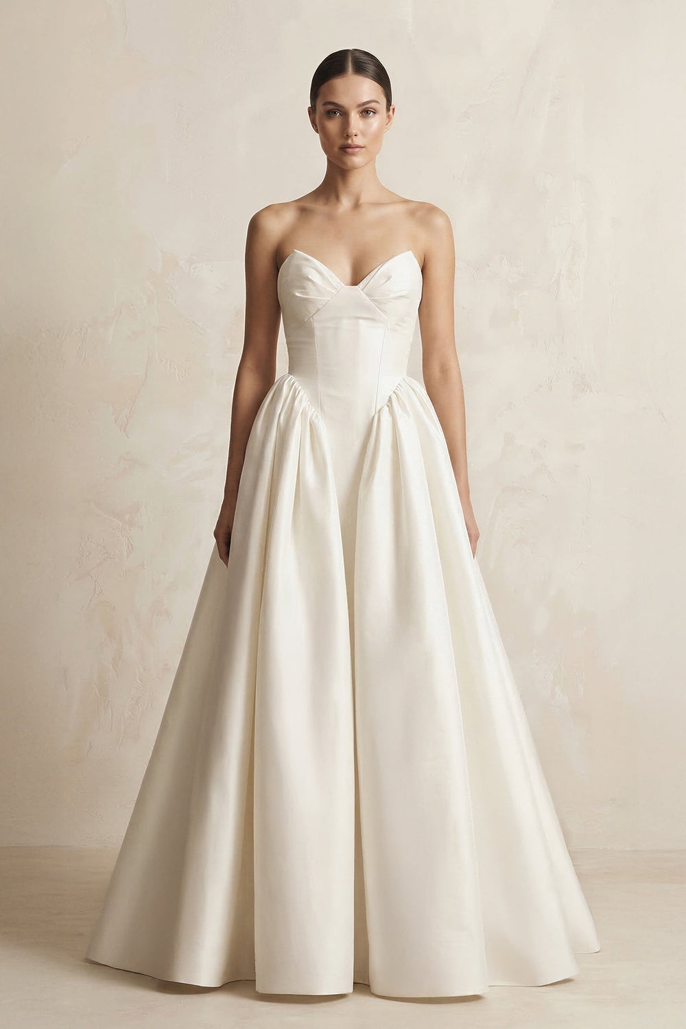 Sweetheart A-Line Satin Corset Wedding Dress in Ivory